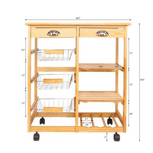 Carrello Moderno da Cucina e Sala da Pranzo a 2 Cassetti, Scaffale Regolabile, Ruote Rimovibili, Materiale in PVC, Metallo, Legno e Marmo - Product Image 6