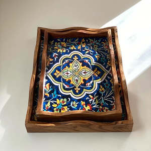 Plateau de service en bois naturel poli minimaliste moderne OEM personnalisé Panneaux muraux artisanaux Cuisine Décoration de table Sam - Product Image 3