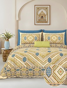 Modern Alankar <b>Floral</b> 100% Cotton 200TC Hand Block Printed Anti Dust Mite Customized Simple All-Season 3-Piece Bedding Quality - Product Image 2