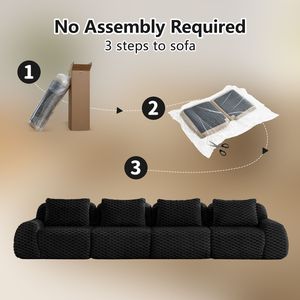 Divano Sezionale Moderno Modulare Oversize a 4 Posti in Tessuto Flanella con Seduta Profonda Senza Struttura per Soggiorno - Modello 146 - Product Image 6