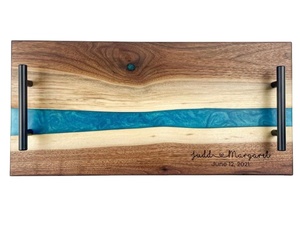 Bandeja de servicio de madera de resina epoxi de alta calidad, bandejas de almacenamiento de fabricante profesional para cocina, alimentos, frutas, herramientas, uso en fiestas - Product Image 3