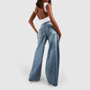 Nouveauté, service OEM, jeans baggy sur mesure de haute qualité pour femmes, jeans en denim baggy surdimensionnés, taille plus, en coton pour femmes - Product Image 4