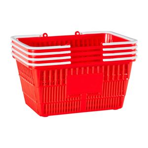 4 paniers de courses empilables en plastique PE de 21 L, structure en maille dense avec poignées, capacité de 20 lb, pour supermarché, portables - Product Image 2