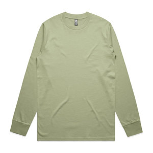 T-shirt décontracté à manches longues pour homme, col rond, couleur unie, coupe classique, vert olive - Product Image 1