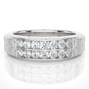 Bague de mariage en or massif 18 carats avec diamant de laboratoire pour homme, 0,82 carat, taille ronde, 14 diamants, certifiée IGI et pureté VS1 - Product Image 3