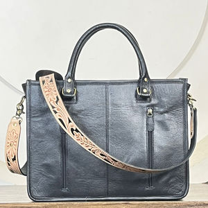 High Quality Large Capacity Luxury Hand Tooled Leather Women's Tote Bag Western Cowhide Floral <b>Concealed</b> Carry Crossbody Handbag - Product Image 5