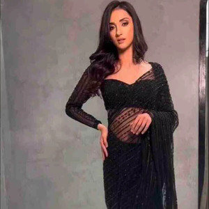 Exclusivo Saree Tradicional de Georgette Pesado con Mono Net, Blusa Elegante, Estilo Étnico para Fiestas y Bodas, Última Tendencia India - Product Image 1