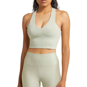 Private Label Womens Yoga Workout Set Two Piece <b>Low</b> Waist Solid Front Logo Activewear Shorts and <b>Top</b> - Product Image 1