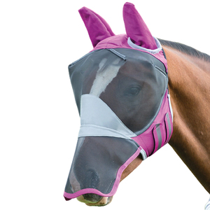 Masque anti-mouches pour chevaux en maille/nylon, tendance, prix bas, ajustement confortable, léger, protection des yeux, protection des oreilles et du visage, personnalisable - Product Image 1