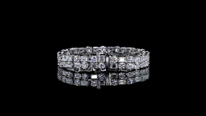 Luxury Emerald Cut Lab Grown Diamond Tennis <b>Bracelet</b> Double Row Alternating IGI Certified 14K Gold Rhodium Plated Custom Jewelry - Product Image 2