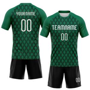 Custom Volleyball Jersey and Shorts Set Green Geometric Pattern Sublimated Print Moisture Wicking Unisex Adult Team Uniform - Product Image 1