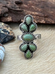 Handcrafted Kingman Turquoise <b>Adjustable</b> <b>Ring</b> Sterling Silver Natural Gemstone Southwestern Boho Artisan Jewelry - Product Image 1