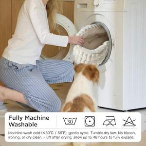 Cama de Lujo para Gatos Pequeños, Sólida, Lavable, Linda, para Interiores, Súper Suave, de Pana, con Base Antideslizante, 20''x20''x8'' - Product Image 4