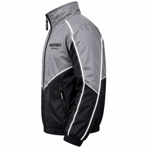 Unisex Embroidery Jacket Waterproof Gray Black Color Blocking Stand Collar <b>Covered</b> <b>Button</b> Closure Polyester Winter Wear Front - Product Image 4