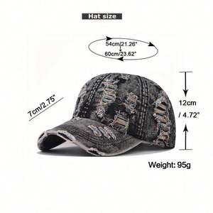 Gorra de Béisbol de Mezclilla Desgastada con Agujeros Grandes para Hombre y Mujer, Nueva Llegada 2025 - Product Image 2