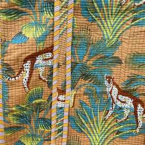 Sac fourre-tout matelassé en coton imprimé jungle, style bohème, forme seau, bandoulière, capacité 1-1,9 L - Product Image 4