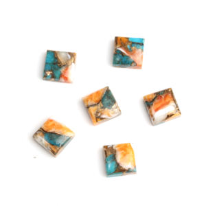 Cabochons carrés plats lisses en turquoise cuivrée Oyster de 14 mm de qualité supérieure pour la fabrication de bijoux et de bagues vintage - Product Image 2