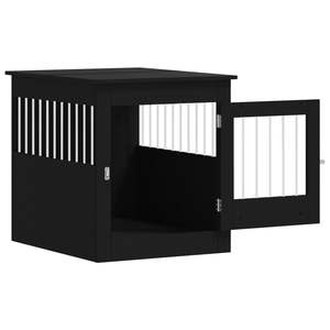 Casa y Mueble para Perros de Madera Sintética Negra de 25.4x31.5x28.0 Pulgadas - Product Image 6