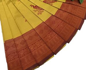 Saree en soie de coton/Saree en soie de coton tissé à la main/Saree en soie de coton pur Saree en soie de coton traditionnel - Product Image 4