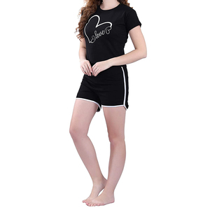 Women's Solid Casual Summer Wear Comfortable Quick Dry Breathable T-Shirts Shorts 2-Piece 100% Cotton <b>Twin</b> <b>Set</b> OEM/ODM Service - Product Image 4