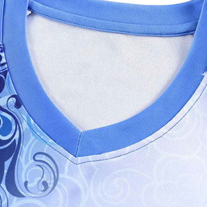 ชุดเสื้อฟุตบอลชายสีน้ำเงินขาวแบบซับลิเมชั่น แขนสั้น คอวี ระบายเหงื่อได้ดี ผลิตจากโพลีเอสเตอร์ ทรงสปอร์ต เหมาะสำหรับทุกฤดูกาล - Product Image 6