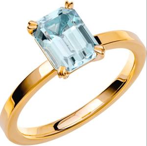 <b>Emerald</b> Cut Blue Topaz 14k Gold Plated Sterling <b>Silver</b> Luxury Elegant Gemstone Engagement Wedding <b>Ring</b> Women Bridal Anniversary - Product Image 3