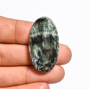 Vente en gros de cabochon de séraphinite naturelle Lot au poids de différentes formes et tailles pour la fabrication de bijoux et pierre d'emballage métallique - Product Image 1