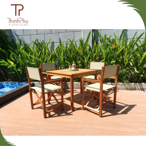 Meubles de jardin contemporains en bois massif, prix usine, tables et 4 chaises, écologiques, durables, faciles à nettoyer, pour hôtel et restaurant - Product Image 2