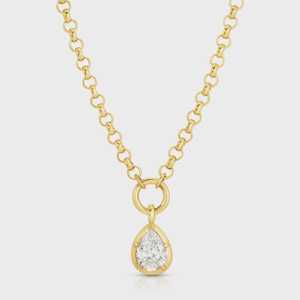 Pear Cut Lab Grown Diamond Chain <b>Necklace</b> Prong Set Teardrop Solitaire Link Chains Drop 18 Inch 14K <b>Solid</b> Gold Wholesale Custom - Product Image 5