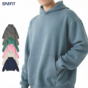 Custom <b>Men</b>’s Oversized <b>Hoodie</b> Blue <b>Grey</b> Blank <b>Plain</b> Fleece Drop Shoulder Kangaroo Pocket Multi Color Streetwear Hoodies OEM - Product Image 4