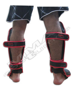 Protectores de Espinillas de Piel Sintética PU para Muay Thai, Color Negro y Rojo, Venta al Por Mayor |   Protectores de Espalda de Pierna para Kickboxing y MMA con Logotipo Personalizado |   OEM ODM - Product Image 4