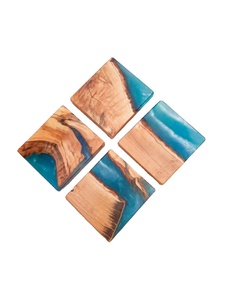 ชุดถาดรองแก้วทำจากไม้ซีดาร์และเรซินอีพ็อกซี่พร้อมรูปทรงขนาดที่กำหนดเองได้เหมาะสำหรับบ้านโรงแรมหรูหราอุปกรณ์ชงชา - Product Image 4