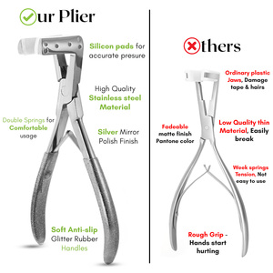 Kit de herramientas de extensión de cabello profesional extensiones de tejido de cinta pinza alicates 9 Uds clips de corte de cabello y peine cinta de cola de rata en alicates - Product Image 5