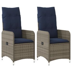Silla Reclinable de Patio de Poliratán Gris con Cojines, Muebles de Exterior Contemporáneos, Base de Aluminio, Diseño Moderno - Product Image 4