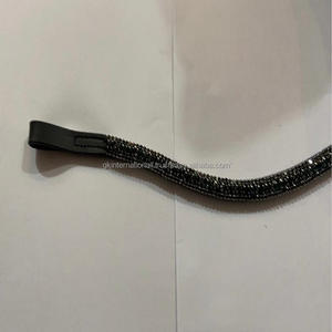 Cadena de metal negra de 3 filas, cristales negros ostentosos, hecha a mano, gruesa, de cuero, correa para cejas de caballo, todos los tamaños, nuevo diseño - Product Image 5