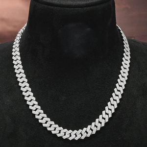 Luxury Moissanite Cuban Link <b>Chain</b> Necklace 925 Silver <b>Iced</b> <b>Out</b> Handmade Hip Hop Statement Jewelry Gift For Women And Men - Product Image 4