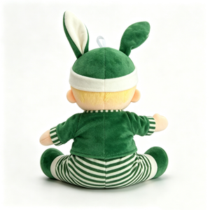 Muñeco de peluche personalizado de conejito verde, muñeco de peluche suave para bebés, muñeco de peluche con gorro de orejas de conejo, juguete de seguridad para la hora de dormir. - Product Image 3