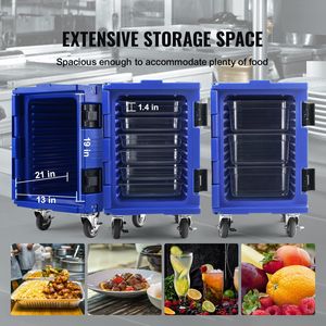 Blu isolato 82 Qt supporto per cibo fibbia pezzo unico caricatore anteriore W/maniglie ruote Hot Box ristorazione ristoranti alberghi - Product Image 4