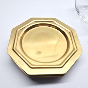 Regency Octagon Brass <b>Coaster</b> Set Handcrafted Premium <b>Drink</b> <b>Coasters</b> Heat Resistant Table Protector Elegant Barware Gift - Product Image 1