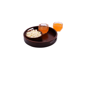 Plateau de service rond en bois pour la décoration de la maison, table à manger, rangement multifonctionnel, plateau décoratif - Product Image 3