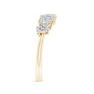 Bague d'anniversaire en diamants de laboratoire de formes variées avec pierres émeraude, poire et ovales en or 10K, 14K, 18K et argent 924, 935 - Product Image 4