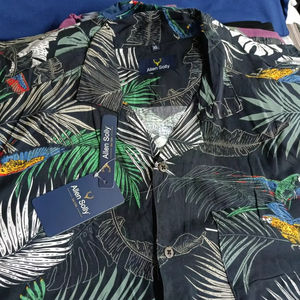 Chemise à manches courtes pour homme, imprimé AOP, 100% coton satiné, décontractée, motif uni, respirante, durable, look estival parfait - Product Image 4