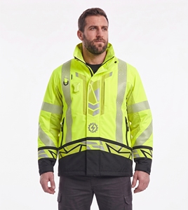 custom reflective safety <b>jacket</b> men maroon burgundy black color block <b>hi</b> <b>vis</b> <b>orange</b> tape workwear waterproof winter padded coat - Product Image 5