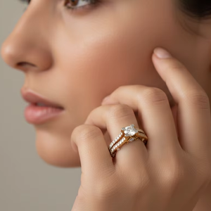 Anillo Halo de Doble Hilera Ancho Moderno Personalizado, Joyería de Moda de Alta Calidad - Product Image 5