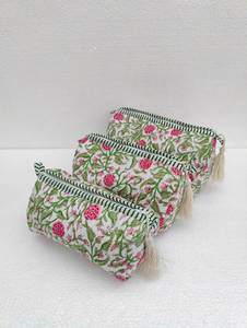 Handmade Cozy Large Zipper Reusable Eco-Friendly Lightweight Foldable Indian Hand Block Printed Floral Pattern Durable <b>Case</b> - Product Image 6