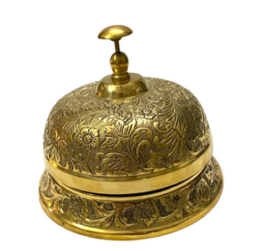 <b>Brass</b> Reception Desk <b>Bell</b> Vintage Service Counter <b>Bell</b> Decorative Hotel Restaurant Call <b>Bell</b> Engraved Antique Finish - Product Image 1
