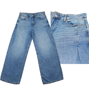 เสื้อผ้าสตรี MASTER TEXTILE ผ้ายีนส์จีบสีกลาง 100% คอตตอน ทรงหลวม เย็บตะเข็บคู่ OEM/ODM - Product Image 1