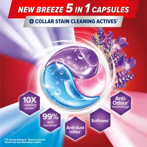 Breeze 5 en 1, Cápsulas de Detergente para Ropa Potentes y Prácticas de 420 g, Aroma Fresco a Lavanda, Modelo Malasia 0 - Product Image 2