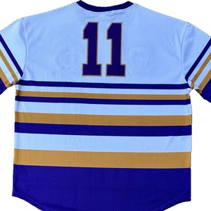 Maillot de baseball universitaire violet à col en V, uniforme de softball à manches courtes, pull uni, maillot de baseball à manches courtes boutonné - Product Image 6