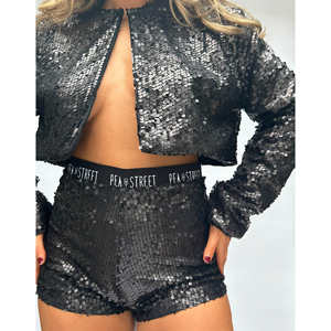 Chaqueta corta de lentejuelas rojas para mujer, abrigo de moda para primavera y otoño, chaquetas de lentejuelas para mujer - Product Image 4